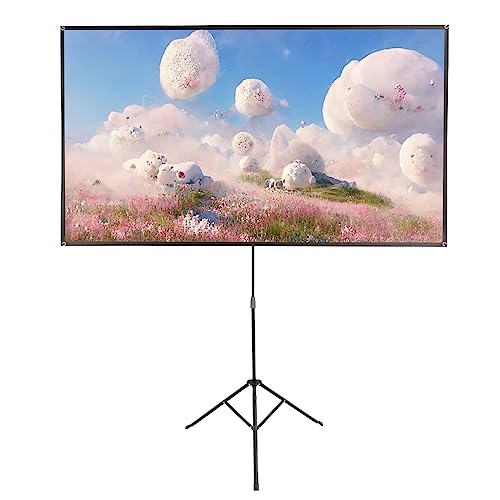 Beamer Leinwand mit Stativ 80/100 Zoll Tragbar Projektor Leinwand 16:9, 4K HD Projektionswand für Indoor und Outdoor für Film und Büropräsentationen (80 Zoll) von SHZICMY