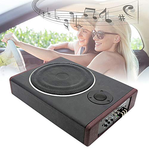 SHZICMY 8 Zoll Car Audio Untersitz Aktiv-Subwoofer Holzkörper 68 mm Dünne Tieftöner Audio-Lautsprecher Stereo-Verstärker für Auto und Reisemobil 600W von SHZICMY