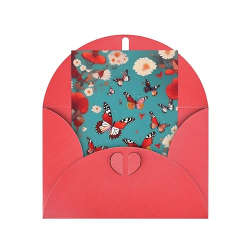 SHuWeiD Hen Flying Butterflies Among Flowers Print Holiday Greeting Cards Thank You Cards Birthday Cards fit for various occasions von SHuWeiD