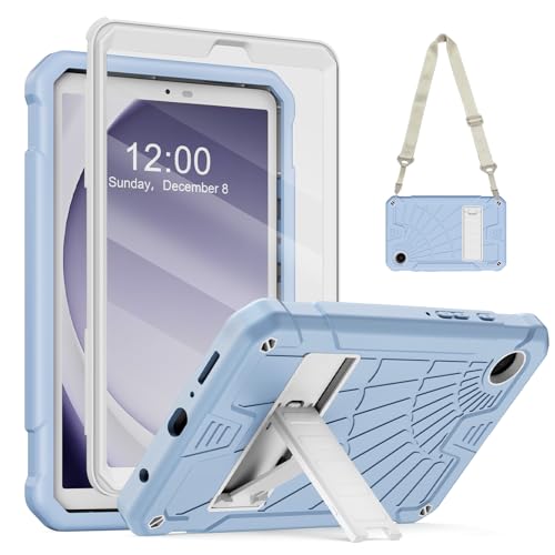 Sibeitu Schutzhülle für Galaxy Tab A9, 21,6 cm (8,7 Zoll), 2023, mit Displayschutzfolie und Ständer, strapazierfähig, stoßfest, mit Schultergurt, für Galaxy Tab A9, SM-X210/X216/X218, Himmelblau von SIBEITU