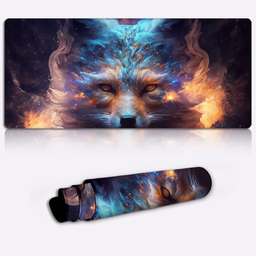 Galactic Fox Kitsune Mauspad, Gaming-Mauspad, XXL, erweitertes großes Mauspad, genähte Kanten, rutschfestes Mauspad für Computer, Büro, Tastatur und Laptop, 13,77 x 23,6 Zoll Galactic Fox Kitsune Mauspad, Gaming-Mauspad, XXL, erweitertes großes Mauspad, genähte Kanten, rutschfestes Mauspad für Computer, Büro, Tastatur und Laptop, 13,77 x 23,6 Zoll von SIBREA