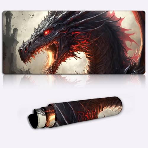 Großes Mauspad „Drache und Feuer“, großes Gaming-Mauspad wasserdichte und rutschfeste Schreib, erweitertes XXL-Tastaturpad für Heimbüro-Zubehör, 35 x 60 cm Großes Mauspad „Drache und Feuer“, großes Gaming-Mauspad wasserdichte und rutschfeste Schreib, erweitertes XXL-Tastaturpad für Heimbüro-Zubehör, 35 x 60 cm von SIBREA