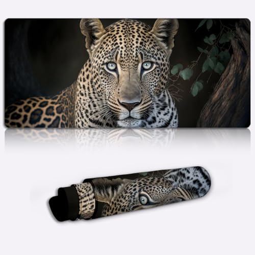 Leopard bei Nacht Gaming-Mauspad, großes Mauspad, XXL-Mauspad, Tischunterlage, große Schreibtischunterlage, Gummiunterseite mit glatten Oberflächen, rutschfest, 34,9 x 59,9 cm Leopard bei Nacht Gaming-Mauspad, großes Mauspad, XXL-Mauspad, Tischunterlage, große Schreibtischunterlage, Gummiunterseite mit glatten Oberflächen, rutschfest, 34,9 x 59,9 cm von SIBREA