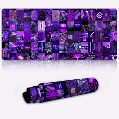 Lila Neon Collage Erweitertes Gaming-Mauspad, XXL großes pad, großes Computer-Tastatur-Mauspad, wasserdichtes Mauspad mit rutschfester Unterseite für Büro-Gaming, 35 x 60 cm Lila Neon Collage Erweitertes Gaming-Mauspad, XXL großes pad, großes Computer-Tastatur-Mauspad, wasserdichtes Mauspad mit rutschfester Unterseite für Büro-Gaming, 35 x 60 cm von SIBREA