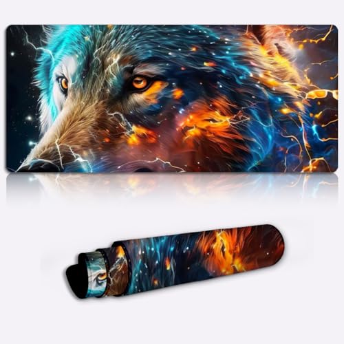 Mauspad, erweitertes großes Mauspad, Schreibtischunterlage, Mauspad rutschfeste Gummiunterseite, Gaming-Mauspad XL Wolf of Lightning 13,77 x 23,6 Zoll Mauspad, erweitertes großes Mauspad, Schreibtischunterlage, Mauspad rutschfeste Gummiunterseite, Gaming-Mauspad XL Wolf of Lightning 13,77 x 23,6 Zoll von SIBREA