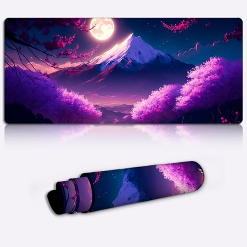 SIBREA Gaming-Mauspad, extra großes Mauspad, XXL, erweitertes Mauspad mit Rutschfester, wasserabweisender Gummioberfläche für Heimbüro, Gaming-Raum, Kirschblüte, Japan, 13,77 x 23,6 Zoll von SIBREA