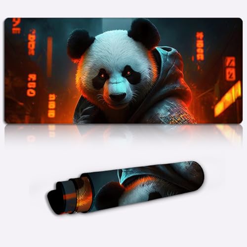 SIBREA Großes Gaming-Mauspad/Matte, erweitertes großes Mauspad für Computer, Laptop, Tastatur-Pad, mit Rutschfester Gummiunterseite, rechteckiges Mauspad, Panda, 39,9 x 89,9 cm von SIBREA