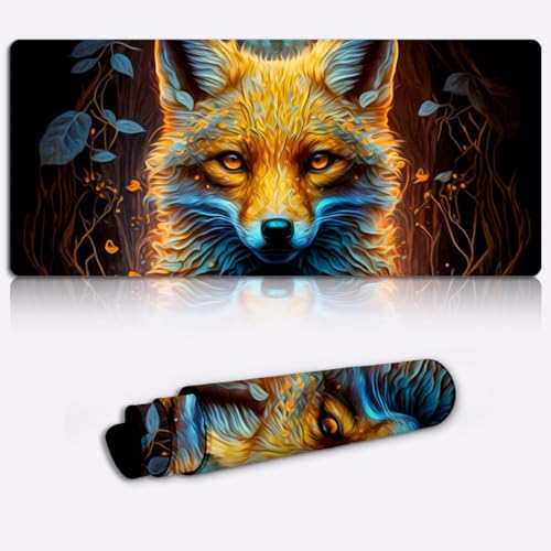 SIBREA Mauspad, Gaming-Mauspad, XXL, erweitertes großes Mauspad, Schreibtischunterlage, genähte Kanten, rutschfestes Mauspad für Computer, Büro, Tastatur und Laptop, Fuchs, 35 x 60 cm SIBREA Mauspad, Gaming-Mauspad, XXL, erweitertes großes Mauspad, Schreibtischunterlage, genähte Kanten, rutschfestes Mauspad für Computer, Büro, Tastatur und Laptop, Fuchs, 35 x 60 cm von SIBREA