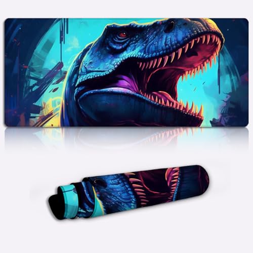 SIBREA Tyrannosaurus TRex Dino, großes Gaming-Mauspad, verlängertes Mauspad, rutschfeste Unterseite aus Naturkautschuk, waschbares Tastaturpad, für Gamer, Büro und Zuhause. 35x60cm von SIBREA