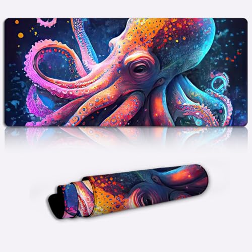 SIBREA XXL-Mauspad, Schreib, rutschfeste Gummiunterseite, Mauspad, Gaming-Mauspad, Tastatur-Mauspad, Der intelligente Oktopus, 35 x 60 cm von SIBREA