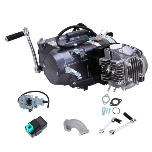 SICHENSH 4 Takt Motor Einzelzylinder, 125CC Dirt Bike Motor Kit, Go Kart Motor, Einzylinder Motor mit 4-Gang Getriebe und CDI Zündung, 125ccm Motor für Honda CRF50 CRF70 XR50 XR70 Z50 Zündkerze A7TC von SICHENSH