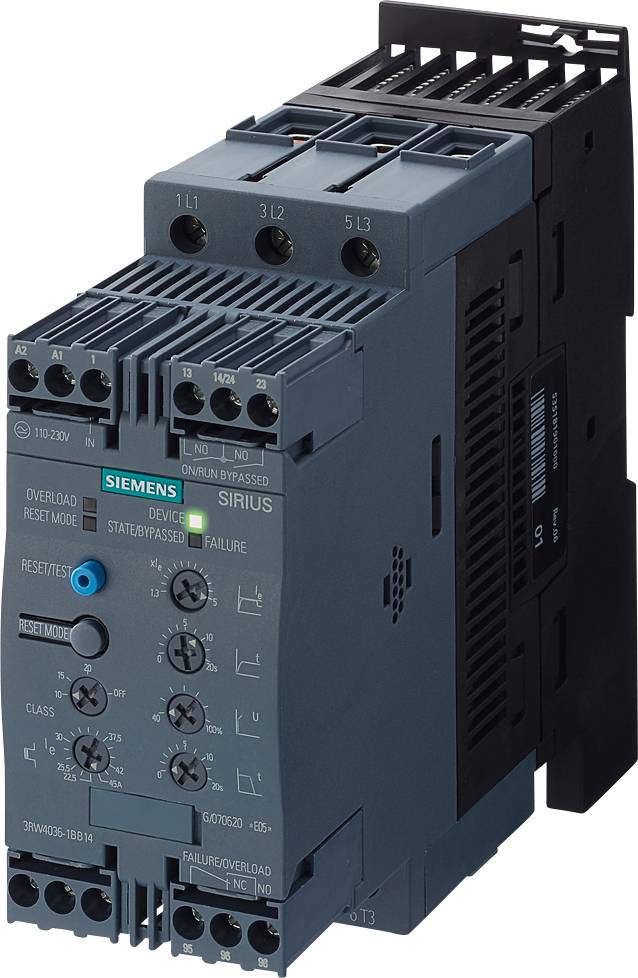 Siemens 3RW40361BB04 Sanftstarter S2 45A 22kW/400V 40°C 24VAC/DC Schraub. Siemens 3RW40361BB04 Sanftstarter S2 45A 22kW/400V 40°C 24VAC/DC Schraub. von SIEMENS AG