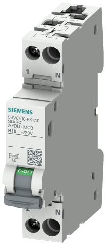 Siemens 5SV60166KK10 Brandschutzschalter-LS-Kombi (AFDD/LS) 6kA B10 1P+N 230V kompakt, Brand- und Überlastschutz in 1TE (50% Platzersparnis), Fehlerlichtbogen-Schutzeinrichtung von SIEMENS