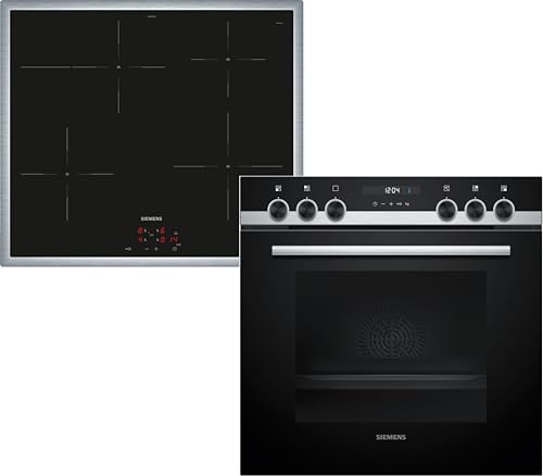 Siemens EQ522IA01, Einbauherd-Set, Bestehend aus HE517GBS4 Herd, 60 x 60 cm, 3D Heißluft, Selbstreinigung, Clip Auszug & EI645CFB6E Induktionskochfeld, Bräterzone, powerBoost, Edelstahl Rahmen Siemens EQ522IA01, Einbauherd-Set, Bestehend aus HE517GBS4 Herd, 60 x 60 cm, 3D Heißluft, Selbstreinigung, Clip Auszug & EI645CFB6E Induktionskochfeld, Bräterzone, powerBoost, Edelstahl Rahmen von SIEMENS