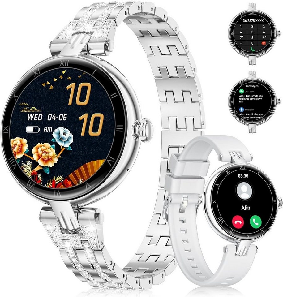SIEMORL Smartwatch Damen mit Bluetooth Anrufe Smartwatch (1,19 Zoll, Andriod iOS), mit PulsmesserSchlafmonitor,Schrittzähler SpO2SportuhrIP67 Wasserdicht von SIEMORL