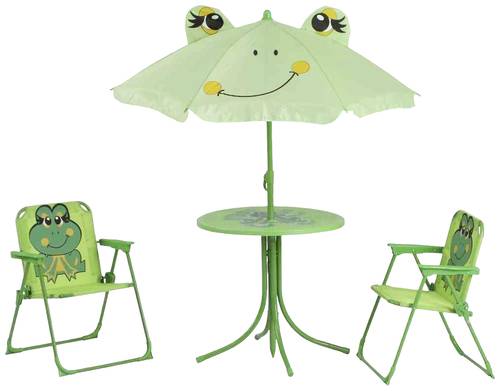 Siena Garden 672614 Froggy Kindersitzgruppe 4 tlg. Gestell Stahl grün, Fläche 100% Polyester grün von SIENA GARDEN