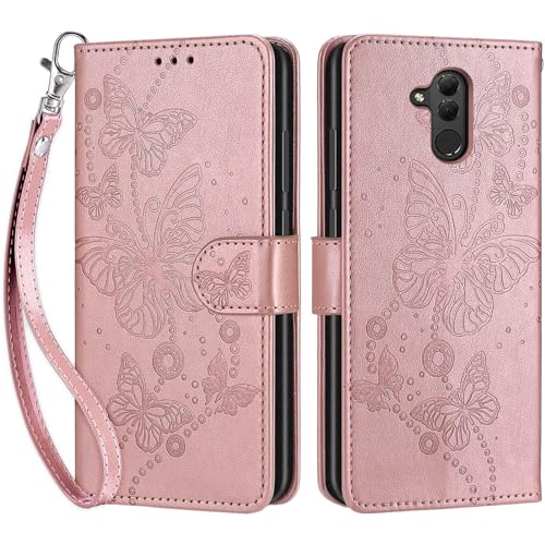 Handyhülle für Huawei Mate 20 lite/Huawei Maimang 7 Hülle, Premium PU Leder Flipcase Schutzhülle Klapphülle mit Kartenschlitz und Faltbare Brieftasche Hülle für Huawei Mate 20 lite - Roségold von SIENIANLINE