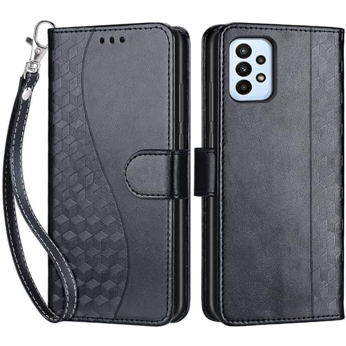 Handyhülle für Samsung Galaxy A23 4G/ A23 5G Hülle, Premium PU Leder Flipcase Schutzhülle Klapphülle mit Kartenschlitz Faltbare Brieftasche Hülle für Samsung Galaxy M13 4G / M23 5G / F23 5G - Schwarz von SIENIANLINE