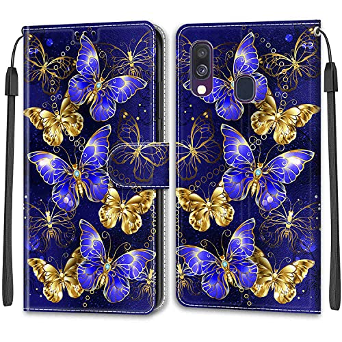 Handyhülle für Samsung Galaxy A40 Hülle Leder [2 Kartenfächer] Klapphülle für Samsung Galaxy A40 Hülle Leder Wallet Klappbar Stoßfest Cover Case für Samsung Galaxy A40 von SIENIANLINE