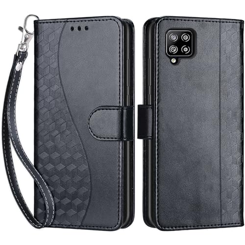 Handyhülle für Samsung Galaxy A42 5G / Galaxy M42 5G Hülle, Premium PU Leder Flipcase Schutzhülle Klapphülle mit Kartenschlitz Faltbare Brieftasche Hülle für Samsung Galaxy A42 5G / M42 5G - Schwarz von SIENIANLINE