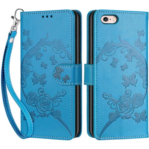 SIENIANLINE Handyhülle für iPhone 6 / iPhone 6s Hülle, Premium PU Leder Flipcase Schutzhülle Klapphülle mit Kartenschlitz und Faltbare Brieftasche Hülle für iPhone 6 / iPhone 6s - Blau von SIENIANLINE