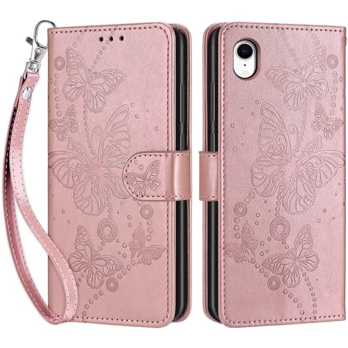 SIENIANLINE Handyhülle für iPhone XR Hülle, Premium PU Leder Flipcase Magnetverschlüsse Schutzhülle Klapphülle mit Kartenhalter und Faltbare Brieftasche Hülle für iPhone XR Handyhülle - Roségold von SIENIANLINE