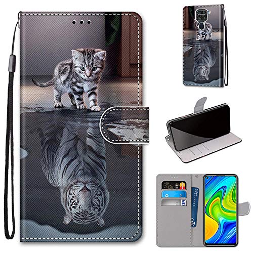 DICASI Lederhülle Kompatibel mit Xiaomi Redmi Note 9 Hülle, Stoßfest PU Leder Flip Wallet Case Kartensteckplätzen Magnet und Standfunktion Schutzhülle für Xiaomi Redmi Note 9 / Redmi 10X 4G von SIENIANLINE