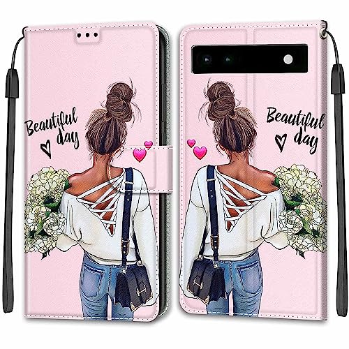 für Google Pixel 6A Hülle PU Leder Handyhülle Lederhülle Klapphülle Kartenfach Flip Cover für Pixel 6A Handy hülle Leather Wallet Phone Case von SIENIANLINE