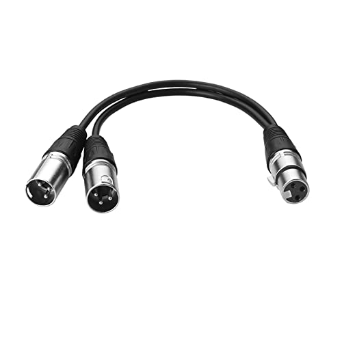 S SIENOC 30cm Mikrofon Stecker Kabel 3pin XLR Female to Dual 2 XLR Male Stecker Y Splitter Kabel Adapter (XLR(F) - (M) x 2, Silber) von SIENOC
