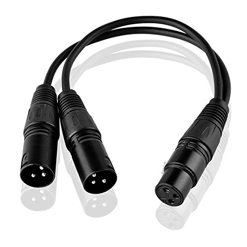 SIENOC 30cm Mikrofon Stecker Kabel 3pin XLR Female to Dual 2 XLR Male Stecker Y Splitter Kabel Adapter (XLR(F) - (M) x 2, Schwarz) von SIENOC