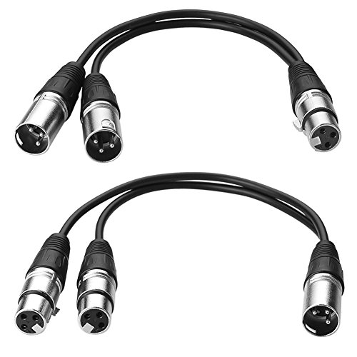 SIENOC 30cm Mikrofon Stecker Kabel 3pin XLR to Dual 2 Stecker Y Splitter Kabel Adapter (Kombinationen (2 Stück), Silber) von SIENOC