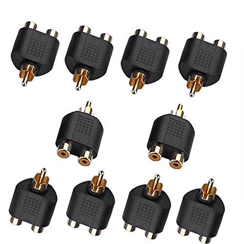SIENOC Audio-Adapter Chinch Cinch-Stecker auf 2X Cinch-Kupplung Y-Adapter Verteiler(RCA-Stecker auf 2 Cinch-Buchse, 10 PK) von SIENOC