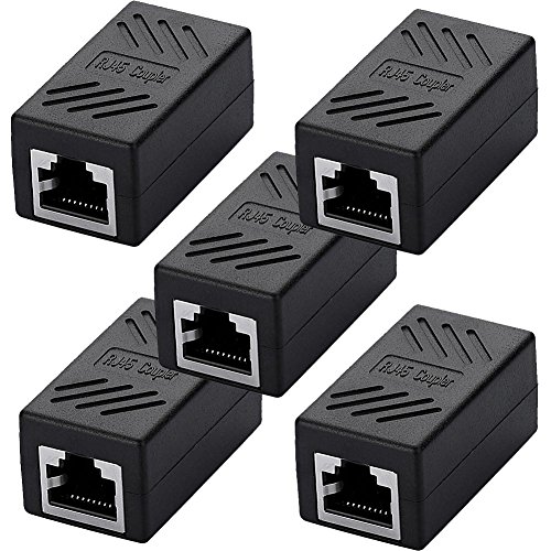 SIENOC Cat5 /Cat6 RJ45 Kupplung 8P8C Netzwerkkabel Verbinder geschirmt Buchse auf RJ45 Buchse Schwarz (5 Stücks) von SIENOC