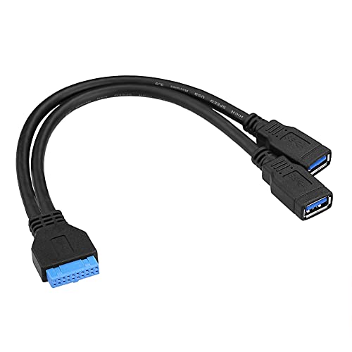 SIENOC Schwarz 20 Pin Header Buchse auf Dual USB 3.0 Typ A BuchseY-Kabel-Blei-Adapter von SIENOC