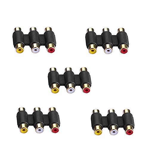 Sienoc 5 pcs Adapter AV Audio Video Verbinder 3RCA Cinch RCA Buchse Kupplung Chinch Female to Female F/F 3-RCA AV Cable Joiner Coupler Component Audio Video Adapter von SIENOC