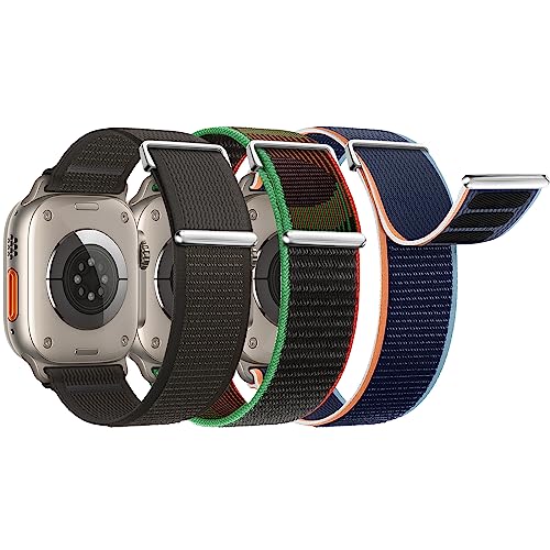 3 Stück Armband Kompatibel mit Apple Watch Armband 40mm 38mm 41mm für Damen Herren, Nylon Stoff Sport Loop Weich Armbänder für iWatch Ultra SE Series 9 8 7 6 5 4 3 2 1 von SIERVOS