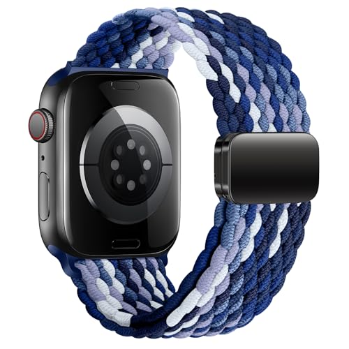 Geflochten Armband Kompatibel mit Apple Watch Armband 40mm 38mm 41mm für Damen Herren, Elastisch Nylon Armbänder mit Magnetisch Verschluss für iWatch Ultra SE Series 9 8 7 6 5 4 3 2 1 von SIERVOS