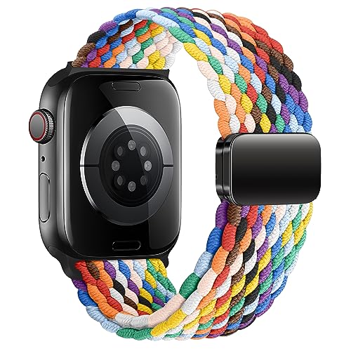 Geflochten Armband Kompatibel mit Apple Watch Armband 44mm 42mm 45mm 49mm für Damen Herren, Elastisch Nylon Armbänder mit Magnetisch Verschluss für iWatch Ultra SE Series 9 8 7 6 5 4 3 2 1 von SIERVOS