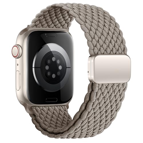 Geflochten Armband Kompatibel mit Apple Watch Armband 44mm 42mm 45mm 49mm für Damen Herren, Elastisch Nylon Armbänder mit Magnetisch Verschluss für iWatch Ultra SE Series 9 8 7 6 5 4 3 2 1 von SIERVOS