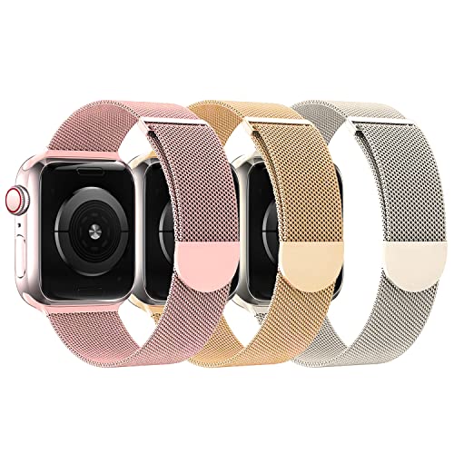 SIERVOS 3 Stück Armband Kompatibel mit Apple Watch Armband 49mm 45mm 44mm 40mm 41mm 42mm 38mm für Damen Herren, Edelstahl Metall Ersatzarmband mit Magnetisch für iWatch Ultra SE Series 8 7 6 5 4 3 2 1 von SIERVOS