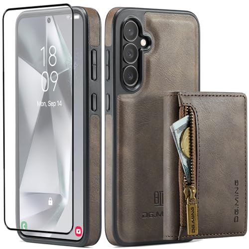 SIFANGDA Hülle für Samsung Galaxy S24 Leder mit Starker Magnetisch Abtrennbare Geldbörse,Kabelloses Laden,Standfunktion,Luxus Retro Elegant Galaxy S24 Wallet Case (2024) - Grau von SIFANGDA