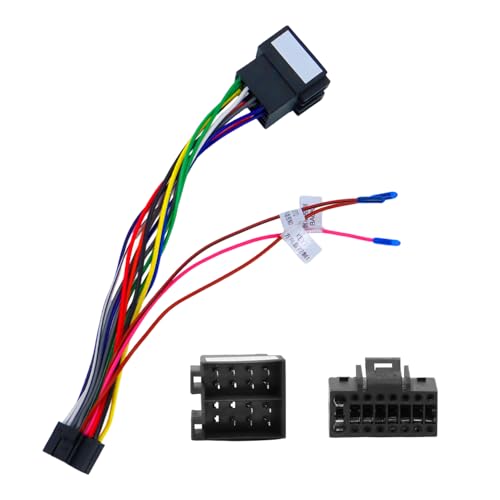 SIGANDG 16-poliges ISO-Adapterkabel, Autoradio Stecker 16 Pin auf ISO Buchse, für Android-Autoradio-ISO-Standardbuchse mit Lenkradsteuerleitungen und Rückwärtssteuerleitung von SIGANDG