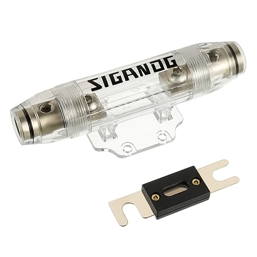 SIGANDG ANL Sicherungshalter Satin Nickel mit 120 Amp ANL Sicherung für 0, 2, 4 AWG Gauge Drahtsicherungshalter von SIGANDG