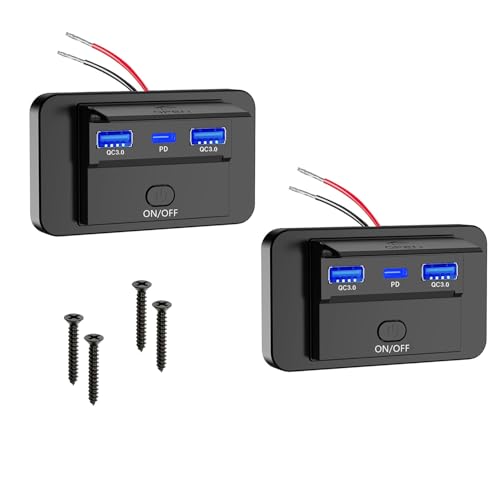 SIGANDG Dual USB Auto-Ladesteckdose USB Steckdose 12V Dual PD3.0 & QC3.0 USB C Steckdose für Marine, Autos, Motorräder, LKWs （2 Stück） von SIGANDG