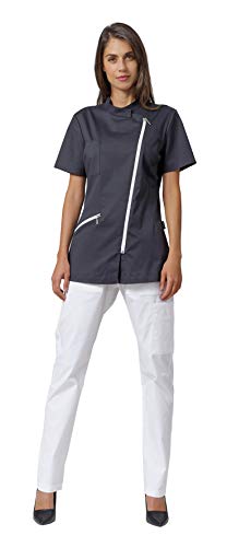 Damen-Kasack Kate, Health&Care, kurze Ärmel, elastisch (Grau, XL, X_L) von SIGGI