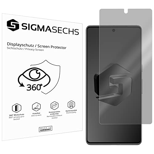 SIGMASECHS 1 x Blickschutzfolie kompatibel mit Google Pixel 7 Pro Sichtschutz 4-Way Displayschutzfolie 360 Grad View Protection privacy SCHWARZ von SIGMASECHS