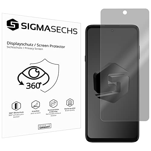 SIGMASECHS 1 x Blickschutzfolie kompatibel mit Motorola edge 20 LITE Sichtschutz 4-Way Displayschutzfolie 360 Grad View Protection privacy SCHWARZ von SIGMASECHS