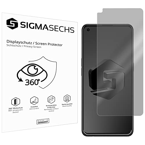SIGMASECHS 1 x Blickschutzfolie kompatibel mit OPPO Find X3 Lite (5G) Sichtschutz 4-Way Displayschutzfolie 360 Grad View Protection privacy SCHWARZ von SIGMASECHS