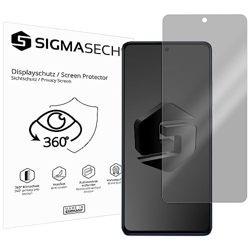 SIGMASECHS 1 x Blickschutzfolie kompatibel mit Xiaomi Poco X5 Pro 5G Sichtschutz 4-Way Displayschutzfolie 360 Grad View Protection privacy SCHWARZ von SIGMASECHS