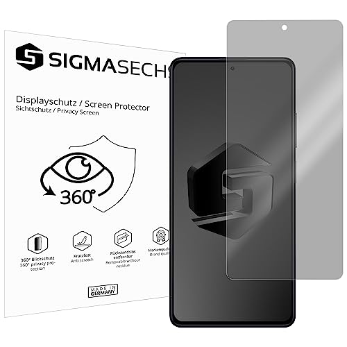 SIGMASECHS 1 x Blickschutzfolie kompatibel mit Xiaomi Redmi Note 12 Pro 5G Sichtschutz 4-Way Displayschutzfolie 360 Grad View Protection privacy SCHWARZ von SIGMASECHS